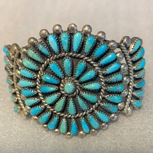 Navajo Turquoise Silver 925 Girls Bracelet Artist FM Begay